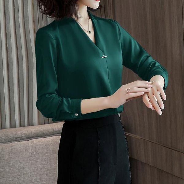 2019 v neck blouses women temperament formal long sleeve chiffon shirt office ladies plus size with brooch dv62, White
2019 v neck blouses women temperament formal long sleeve chiffon shirt office ladies plus size with brooch dv62, White