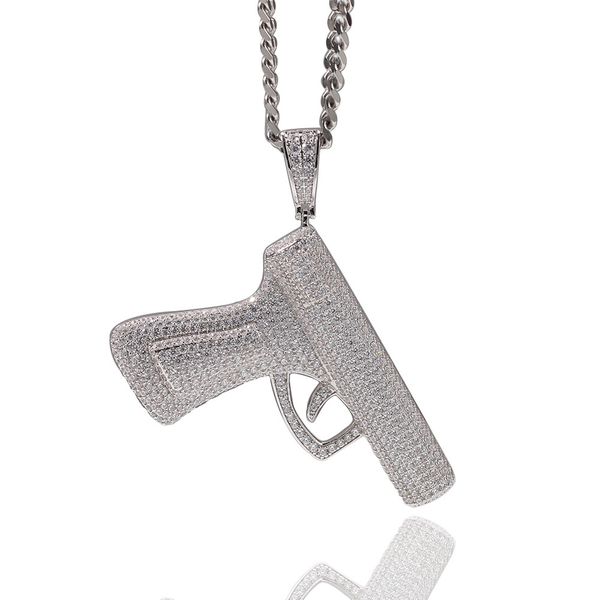 hip hop shining rap pistol pendant necklace 18k real gold/platinum plated full zircon necklace jewelry, Silver
hip hop shining rap pistol pendant necklace 18k real gold/platinum plated full zircon necklace jewelry, Silver