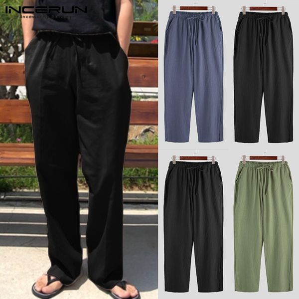 2019 men's casual pure color straight-leg pockets pants cotton lacing streetwear trousers small fresh brand pants incerun 5xl, Black
2019 men's casual pure color straight-leg pockets pants cotton lacing streetwear trousers small fresh brand pants incerun 5xl, Black