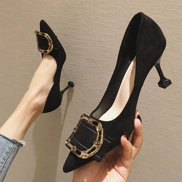 new fashion suede gold metal ornament high heel pumps women's pointed toe elegant stilettos party wedding pumps basic shoes, Black
new fashion suede gold metal ornament high heel pumps women's pointed toe elegant stilettos party wedding pumps basic shoes, Black