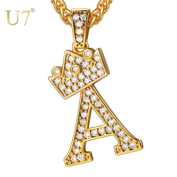 u7 crown initials letters necklaces & pendant for men women gold color a-z alphabets cubic zirconia iced out jewelry gifts p1200, Silver
u7 crown initials letters necklaces & pendant for men women gold color a-z alphabets cubic zirconia iced out jewelry gifts p1200, Silver