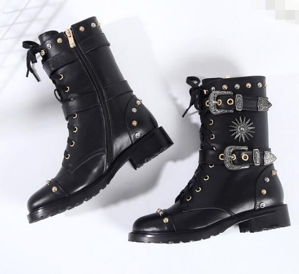 cool women blakc leather buckles boots studs cover ladies flat motorcycle boots punk style lace up riding black flat
cool women blakc leather buckles boots studs cover ladies flat motorcycle boots punk style lace up riding black flat