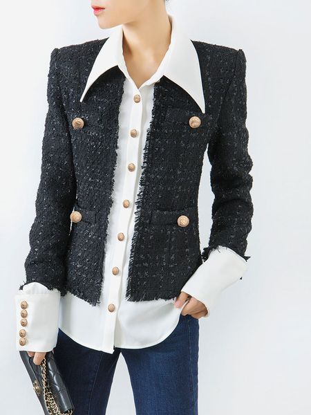 fashion new women patchwork fake two piece jacket coat female autumn new tweed thin coat outerwear qijing 8.06, Black;brown
fashion new women patchwork fake two piece jacket coat female autumn new tweed thin coat outerwear qijing 8.06, Black;brown