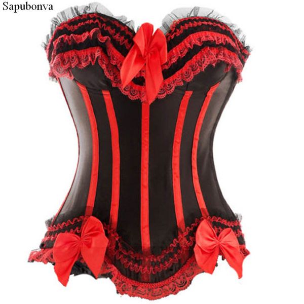 sapubonva lace up corsets bustiers satin overbust corset striped ladies satin halloween big size red black pink korsett, Black;white
sapubonva lace up corsets bustiers satin overbust corset striped ladies satin halloween big size red black pink korsett, Black;white
