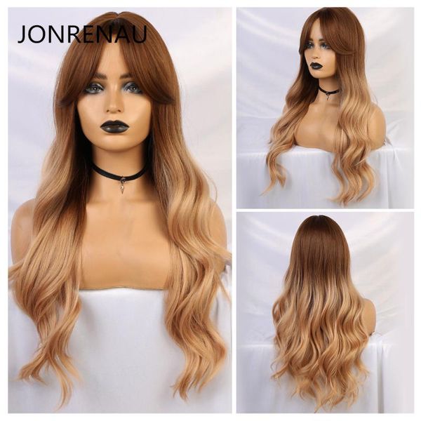 jonrenau synthetic dark root ombre brown natural wave hair wigs with side bangs heat resistant fiber wigs for white black women
jonrenau synthetic dark root ombre brown natural wave hair wigs with side bangs heat resistant fiber wigs for white black women
