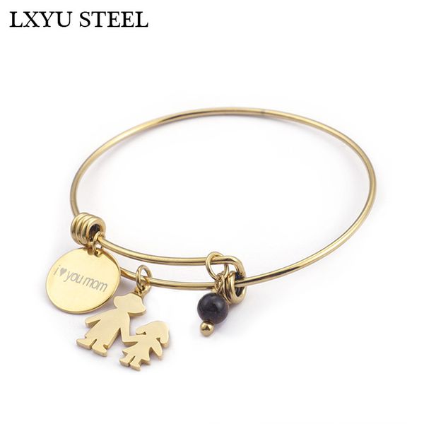 64mm stainless steel mother & girl charm bangle for women engraved "i love you mom" bracelet & bangle mother's day jewelry gi, Black
64mm stainless steel mother & girl charm bangle for women engraved "i love you mom" bracelet & bangle mother's day jewelry gi, Black