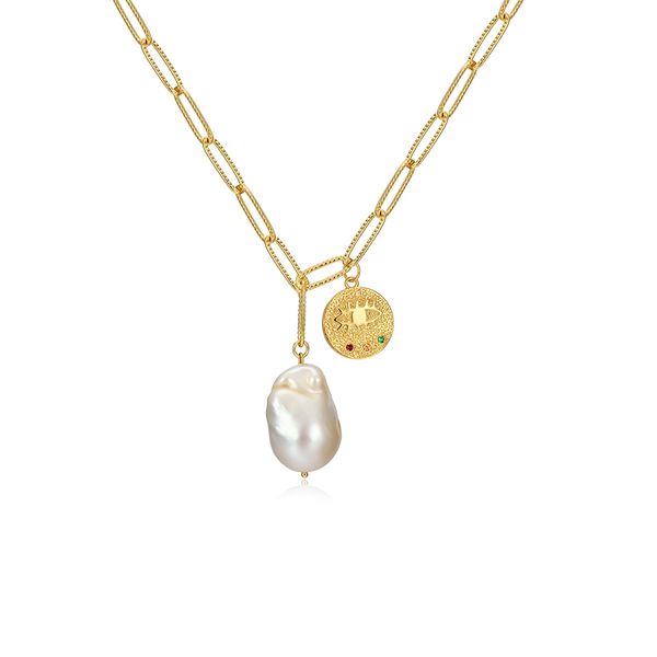 pendant necklaces european and american retro baroque gold coin large freshwater pearl necklace female tide, Silver
pendant necklaces european and american retro baroque gold coin large freshwater pearl necklace female tide, Silver