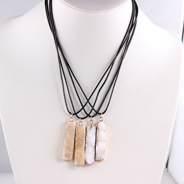 reiki raw ore jewelry natural rectangle druzy necklaces women chakra white pink crystal slice pendant chains statement necklace, Silver
reiki raw ore jewelry natural rectangle druzy necklaces women chakra white pink crystal slice pendant chains statement necklace, Silver