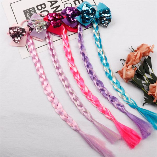 5pcs/lot new arrival sequin hair bows with wig hair rope elastic rubber band for kids girls tassel ponytail long wig band, Slivery;white
5pcs/lot new arrival sequin hair bows with wig hair rope elastic rubber band for kids girls tassel ponytail long wig band, Slivery;white