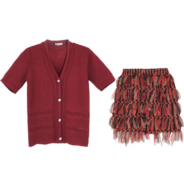 v-collar short-sleeved knitted cardigan + color stripe tassel high waist shows thin bust skirt 2019 early autumn, White
v-collar short-sleeved knitted cardigan + color stripe tassel high waist shows thin bust skirt 2019 early autumn, White