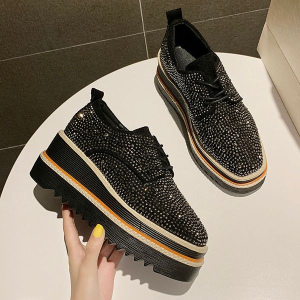 bling bling crystal brogue shoes woman lace up hidden platform shoes glitter beading muffins espadrilles women derby flats ns88, Black
bling bling crystal brogue shoes woman lace up hidden platform shoes glitter beading muffins espadrilles women derby flats ns88, Black