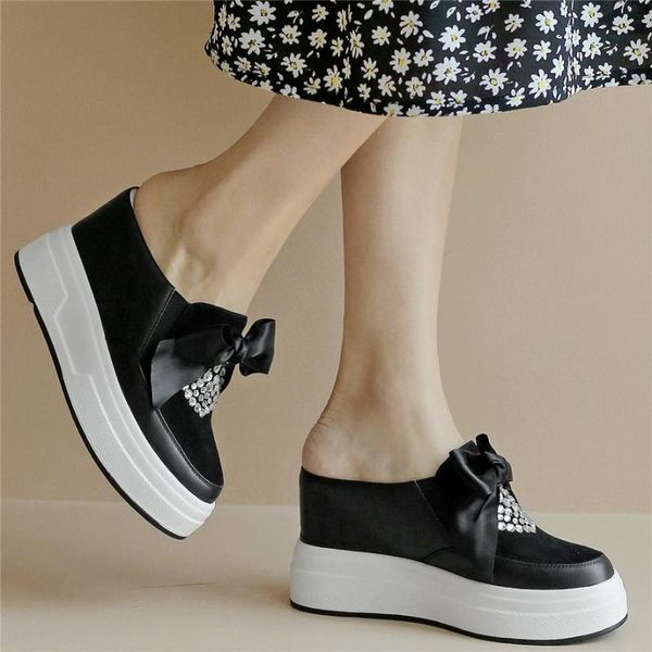 summer fashion sneakers women genuine leather wedges high heel slippers female round toe roman sandals rhinestones casual shoes, Black
summer fashion sneakers women genuine leather wedges high heel slippers female round toe roman sandals rhinestones casual shoes, Black