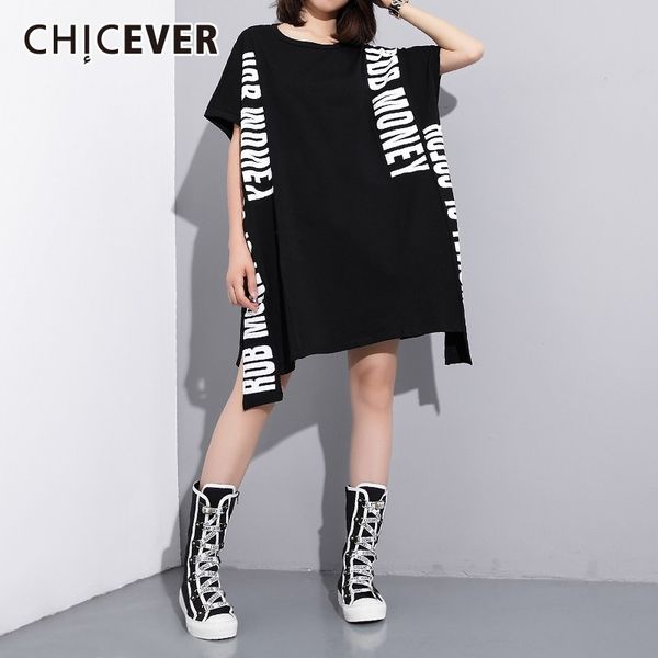 women's t-shirt chicever spring casual letter print women long o neck short sleeve back perspective loose plus size female clothing, White
women's t-shirt chicever spring casual letter print women long o neck short sleeve back perspective loose plus size female clothing, White