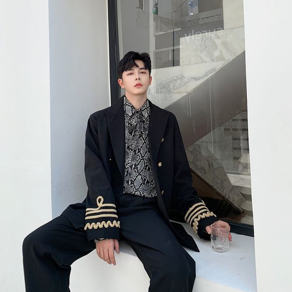 male streetwear hip hop suit jacket men vintage double breasted loose casual suit blazer coat uniform outerwear stage clothing, White;black
male streetwear hip hop suit jacket men vintage double breasted loose casual suit blazer coat uniform outerwear stage clothing, White;black