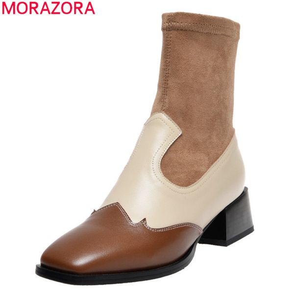 morazora 2020 genuine leather boots thick heels square toe slip-on women boots autumn winter mixed colors ankle, Black
morazora 2020 genuine leather boots thick heels square toe slip-on women boots autumn winter mixed colors ankle, Black