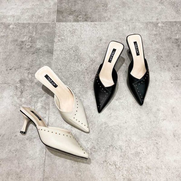 high-heeled shoes lady woman's slippers slides cover toe rivet med thin heels fashion heeled 2020 pointed luxury pumps pu, Black
high-heeled shoes lady woman's slippers slides cover toe rivet med thin heels fashion heeled 2020 pointed luxury pumps pu, Black