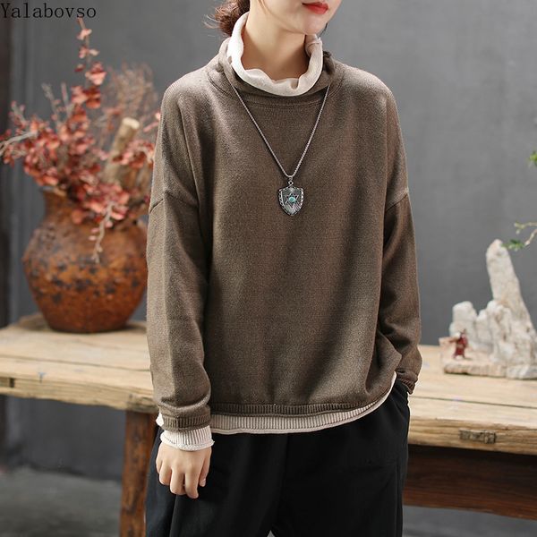 2019 autumn loose fake two-piece high-neck sweater bottom shirt solid color high-neck knit sweater pullovers a0bz4, White;black
2019 autumn loose fake two-piece high-neck sweater bottom shirt solid color high-neck knit sweater pullovers a0bz4, White;black