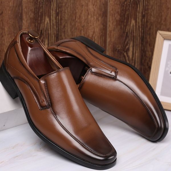 men dress slip on shoes fashion round toe leather flat shoes formal wedding zapatos de hombre, Black
men dress slip on shoes fashion round toe leather flat shoes formal wedding zapatos de hombre, Black