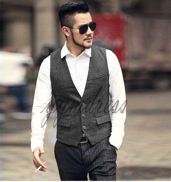 gray wool tweed vests slim mens suit vests custom made groom vest rustic farm wedding waistcoat prom vest, Black
gray wool tweed vests slim mens suit vests custom made groom vest rustic farm wedding waistcoat prom vest, Black