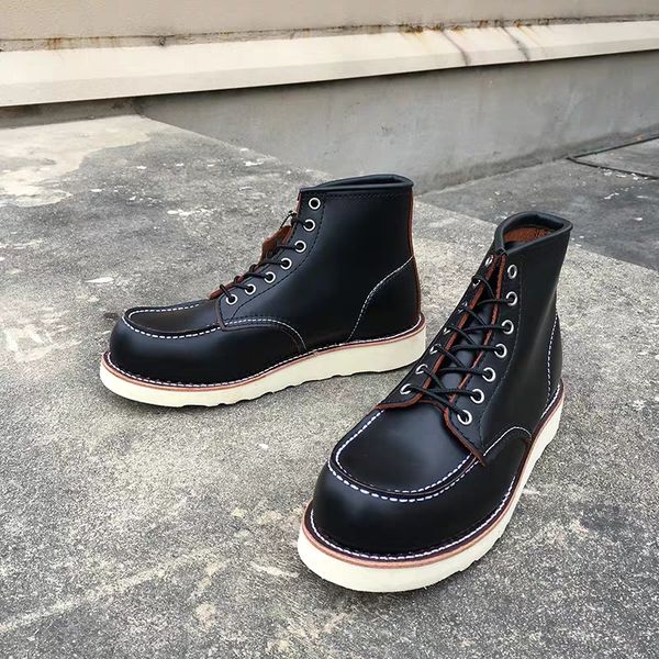 goodyear-welted vintage genuine leather ankle motorcycle boots wings round toe men casual dress work red boots shoes, Black
goodyear-welted vintage genuine leather ankle motorcycle boots wings round toe men casual dress work red boots shoes, Black