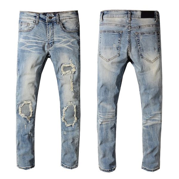 Mens Designer Pants Hi-Street Distressed Denim Joggers Knee Mens Designer Jeans Fashion Big Yards Mens Jeans