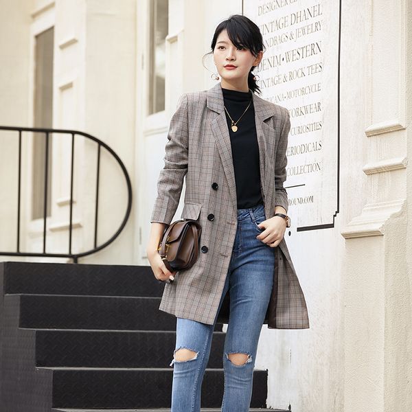 plaid women coat casual blazer loose coat female blazer women mujer women's jacket blazers and jackets, White;black
plaid women coat casual blazer loose coat female blazer women mujer women's jacket blazers and jackets, White;black