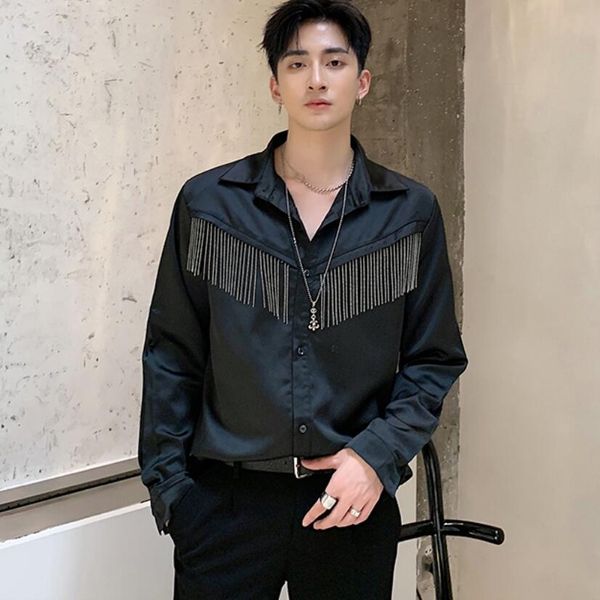 men autumn fashion black punk tassel shirt nightclub party stage costume man vintage hip hop dress shirts korean style blouse, White;black
men autumn fashion black punk tassel shirt nightclub party stage costume man vintage hip hop dress shirts korean style blouse, White;black