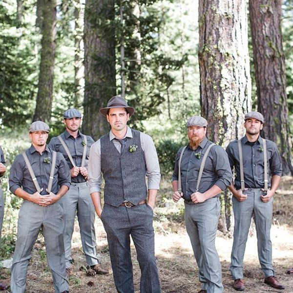 classy rustic grey wedding tuxedos wool herringbone tweed custom made slim fit men's suit (vest +pants ) farm prom groom attire plus si, Black;gray
classy rustic grey wedding tuxedos wool herringbone tweed custom made slim fit men's suit (vest +pants ) farm prom groom attire plus si, Black;gray