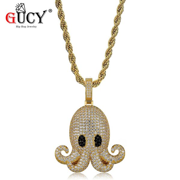 

gucy iced animal pcs hip hop pendant with tennis chain gold silver color bling cubic zircon men's necklace jewelry for gift