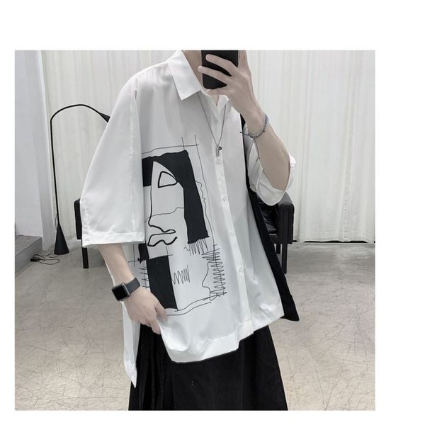men's shirt 2020 summer new slim, solid color, joker, figure print shirt, relaxed, casual, personalized young men's wear, White;black
men's shirt 2020 summer new slim, solid color, joker, figure print shirt, relaxed, casual, personalized young men's wear, White;black