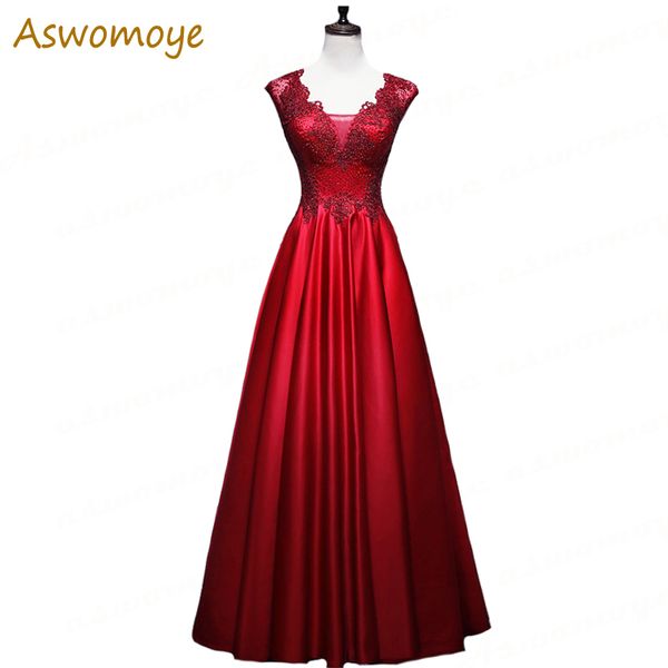 elegant and long-style spring 2019 wine red evening dress illusion v-neck a line prom party dresses back lace up haute couture, White;black
elegant and long-style spring 2019 wine red evening dress illusion v-neck a line prom party dresses back lace up haute couture, White;black