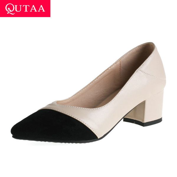 qutaa 2020 patchwork pu leather flock square heel all match women shoes spring autumn pointed toe slip on ladies pumps size34-43, Black
qutaa 2020 patchwork pu leather flock square heel all match women shoes spring autumn pointed toe slip on ladies pumps size34-43, Black