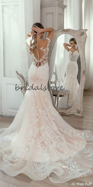 beautiful champagne mermaid wedding dresses illusion slim boho wedding dresses button back train unique church garden bridal gown 2020, White
beautiful champagne mermaid wedding dresses illusion slim boho wedding dresses button back train unique church garden bridal gown 2020, White