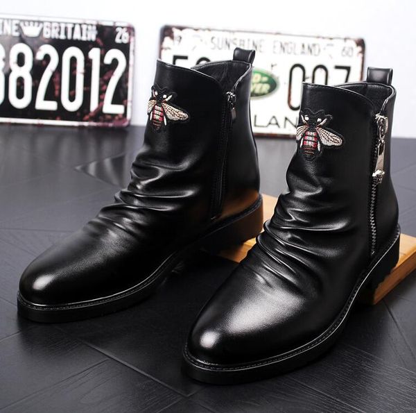 gaobang des chaussure korean version thick sole and high casual leather shoes men's embroidered loafers mid shoes v64, Black
gaobang des chaussure korean version thick sole and high casual leather shoes men's embroidered loafers mid shoes v64, Black