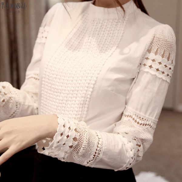autumn women blouse pattern o neck long sleeve slim hollow long sleeve elegant lace shirts white for female 
autumn women blouse pattern o neck long sleeve slim hollow long sleeve elegant lace shirts white for female