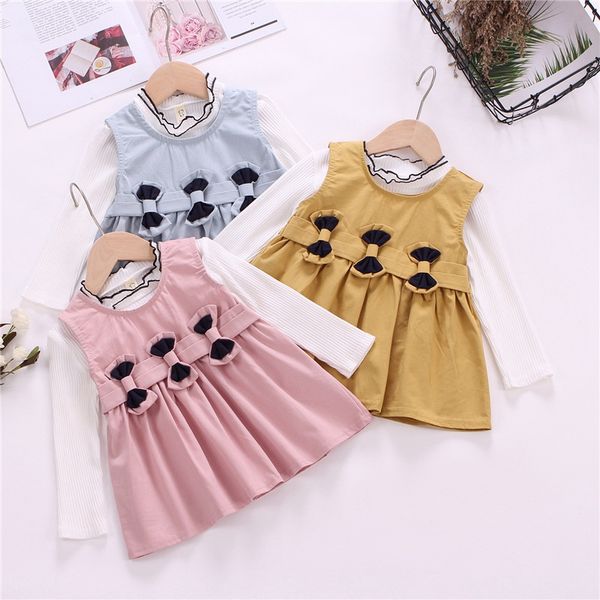 fashion autumn girls dress 2019 girl children kids baby infants long sleeve t-shirt+bow vest dresses vestidos 2pcs set s9390, Red;yellow
fashion autumn girls dress 2019 girl children kids baby infants long sleeve t-shirt+bow vest dresses vestidos 2pcs set s9390, Red;yellow