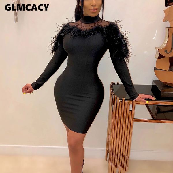 women mesh insert feather design bodycon dress long sleeve spring fall & club party dress, Black;gray
women mesh insert feather design bodycon dress long sleeve spring fall & club party dress, Black;gray
