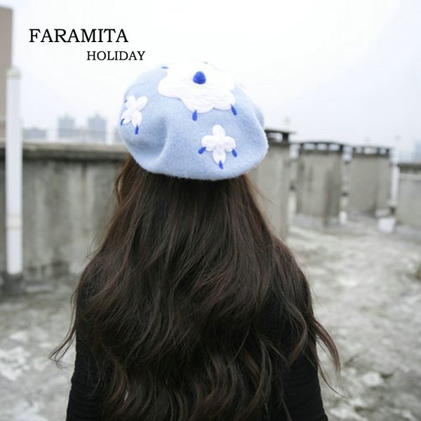 faramita holiday blue sky and white cloud wool felt berets hand-made girls kids boys women spring beret hat cap manual novelty, Blue;gray
faramita holiday blue sky and white cloud wool felt berets hand-made girls kids boys women spring beret hat cap manual novelty, Blue;gray