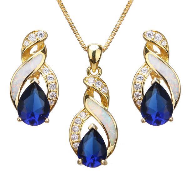 hermosa natural white opal blue sapphiree yellow gold new arrival pendant necklace earrings jewelry sets for women js10, Silver
hermosa natural white opal blue sapphiree yellow gold new arrival pendant necklace earrings jewelry sets for women js10, Silver