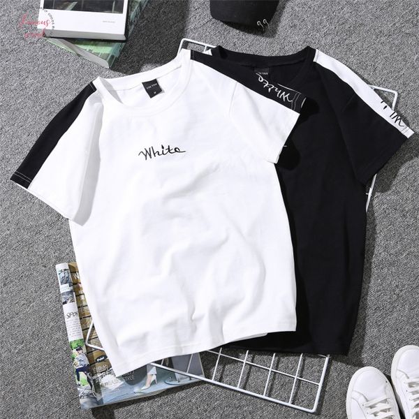 2019 summer new womens t shirt white embroidered monophonic female t shirt striped harajuku couple clothes black 90s tees
2019 summer new womens t shirt white embroidered monophonic female t shirt striped harajuku couple clothes black 90s tees