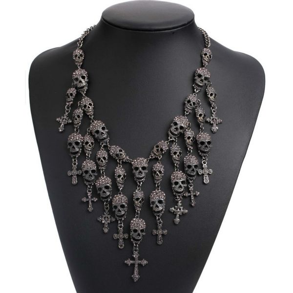 new fashion luxury full zircon metal skull cross necklace long chain cool simple necklace for women men jewelry gifts choker, Silver
new fashion luxury full zircon metal skull cross necklace long chain cool simple necklace for women men jewelry gifts choker, Silver