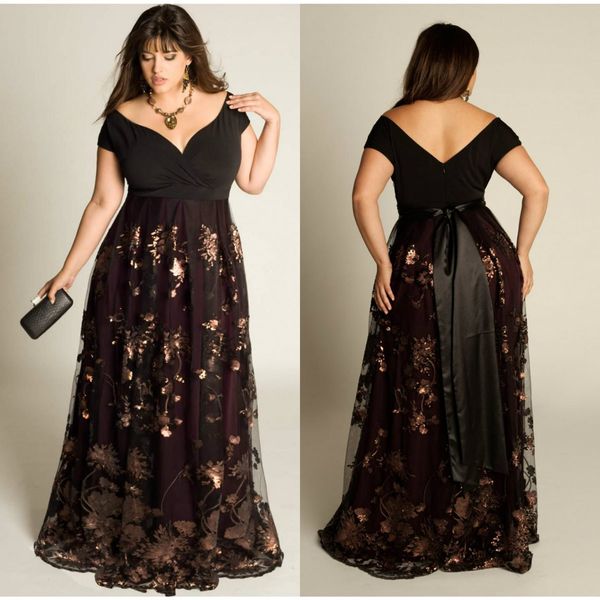 2020 elegant evening dresses v neck capped short sleeve bow sequins lace prom gowns floor length plus size formal dresses, Black;red
2020 elegant evening dresses v neck capped short sleeve bow sequins lace prom gowns floor length plus size formal dresses, Black;red