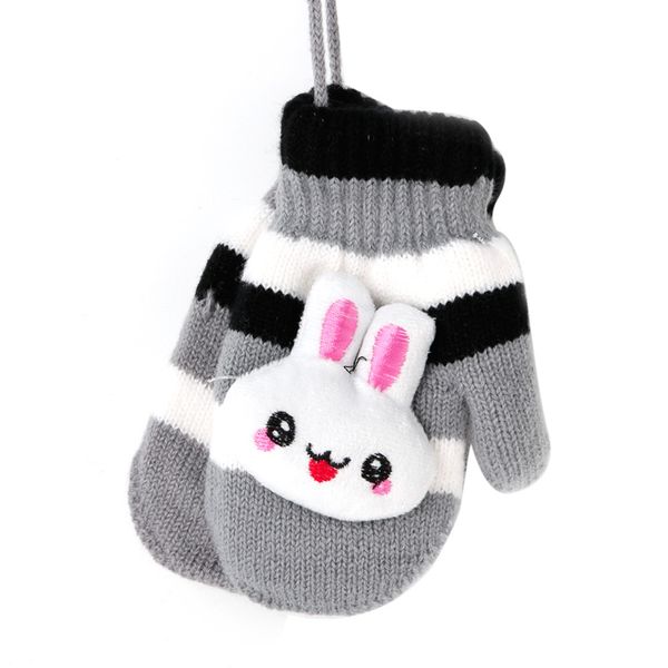 children kids gloves hanging knitted rabbit stripe winter warm mittens new lx9e, Blue;gray
children kids gloves hanging knitted rabbit stripe winter warm mittens new lx9e, Blue;gray
