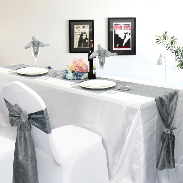 gray burlap table runner with bow ties imitated linen chair sash napkin placemat wedding party table farmhouse home decoration
gray burlap table runner with bow ties imitated linen chair sash napkin placemat wedding party table farmhouse home decoration