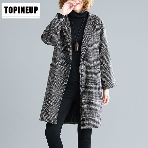 winter velvet coat female warm checkered woolen women's office lady 2019 vintage plaid woolen coat for women, Black
winter velvet coat female warm checkered woolen women's office lady 2019 vintage plaid woolen coat for women, Black