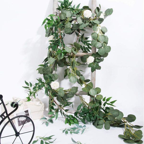 6.5-foot artificial eucalyptus garland and 6-foot willow vine branches leaf garland string door green indoor and outdoor
6.5-foot artificial eucalyptus garland and 6-foot willow vine branches leaf garland string door green indoor and outdoor