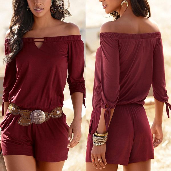 new arrival 2019 fashion new summer women lady off shoulder half sleeve solid color jumpsuit for beach holiday hh88, Black;white
new arrival 2019 fashion new summer women lady off shoulder half sleeve solid color jumpsuit for beach holiday hh88, Black;white