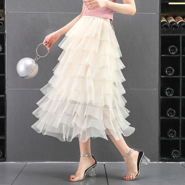 high waist mid-long women skirt multi-layered ruffles elegant mesh skirt casual ball gown elastic waist chic cake fluffy, Black
high waist mid-long women skirt multi-layered ruffles elegant mesh skirt casual ball gown elastic waist chic cake fluffy, Black