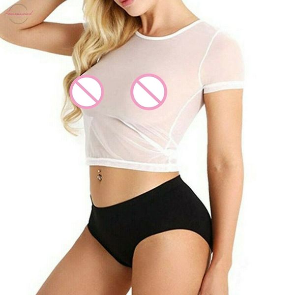 summer women sheer mesh sheer transparent see through o neck short sleeve crop slim t shirt polyester, White
summer women sheer mesh sheer transparent see through o neck short sleeve crop slim t shirt polyester, White