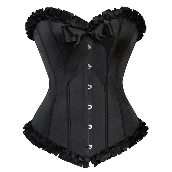 black frill ruffle trim corset women burlesque fashion overbust corset with satin bows lace up plastic boned body shaper, Black;white
black frill ruffle trim corset women burlesque fashion overbust corset with satin bows lace up plastic boned body shaper, Black;white
